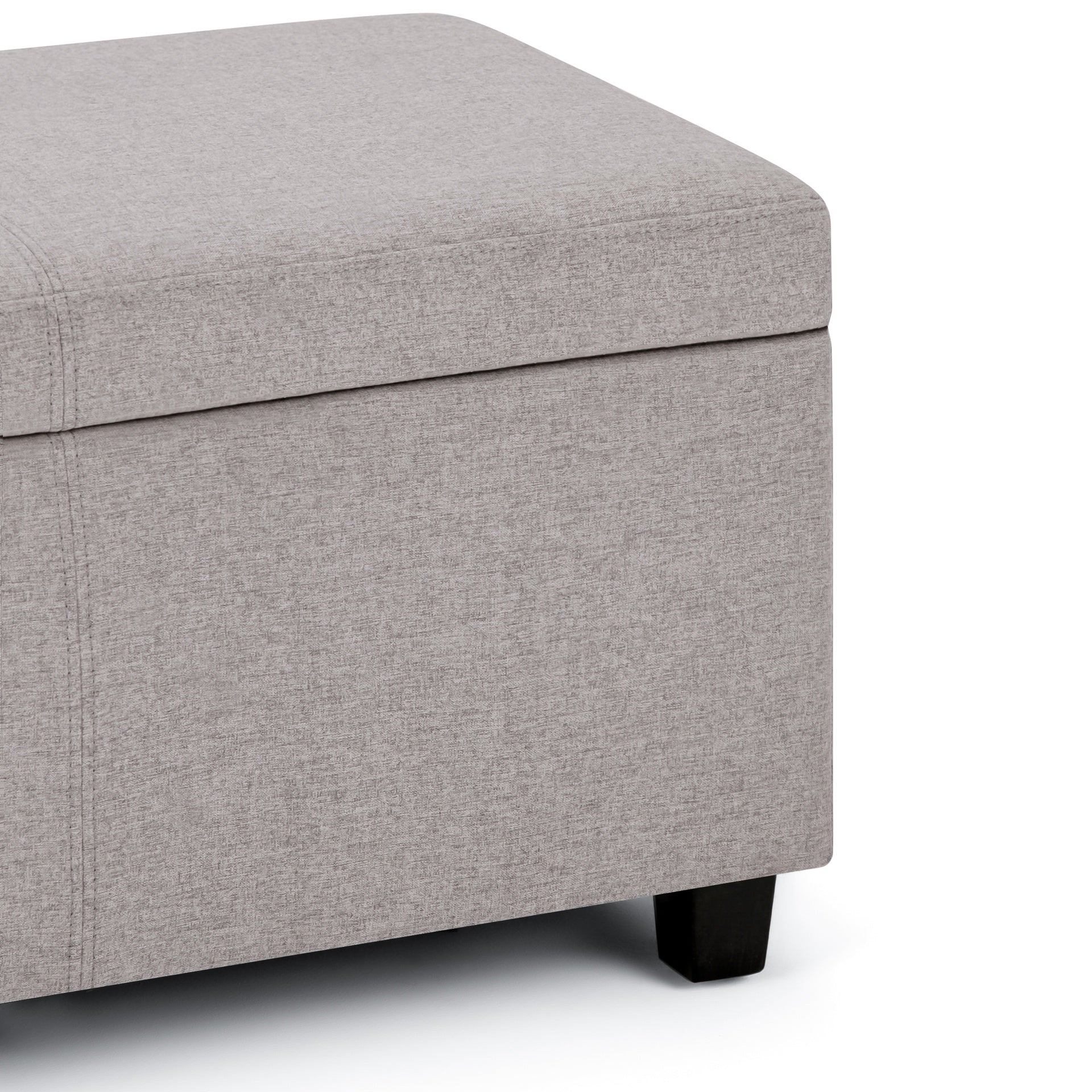 Avalon 48 inch Wide Storage Ottoman Bench in Cloud Grey Linen Look Fabric
