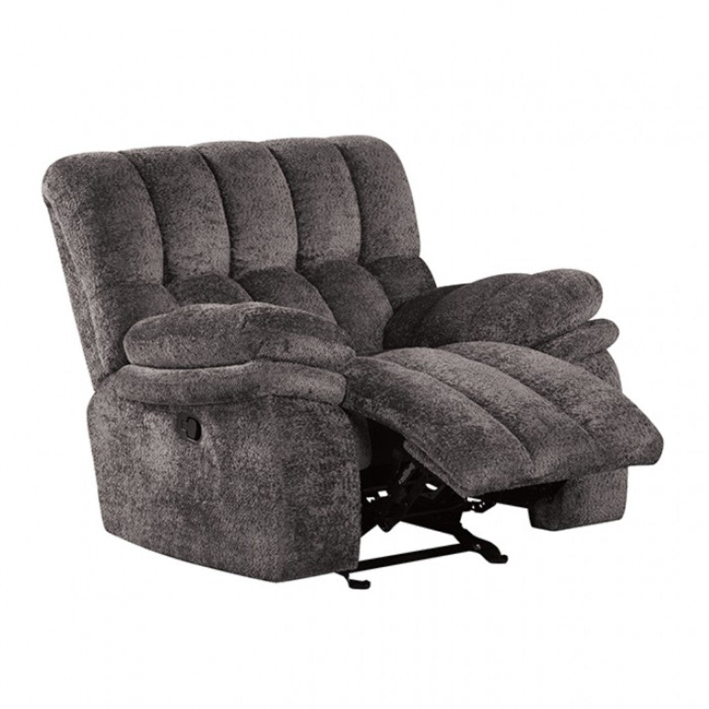 Dark Gray Finish Transitional Style Glider Recliner Track Pillow Top Arms High Density Foam Primary Living Room