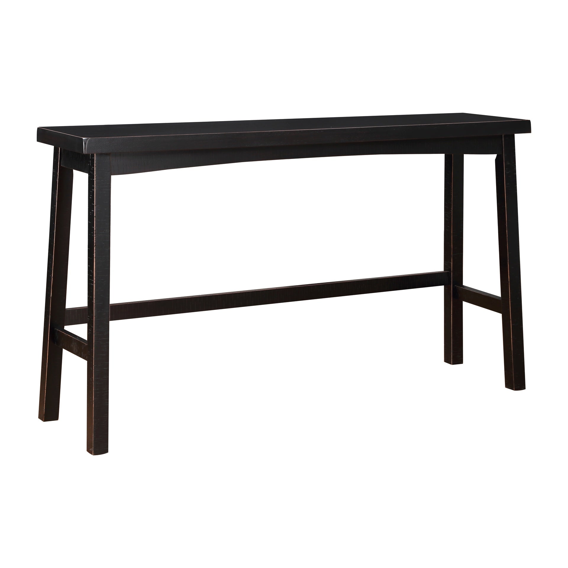 Transitional 4-Piece Pub Height Set, Table and Bar Stools Black Finish Solid Rubberwood Furniture