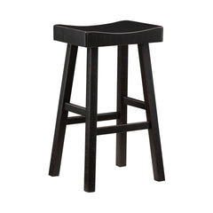 Transitional 4-Piece Pub Height Set, Table and Bar Stools Black Finish Solid Rubberwood Furniture