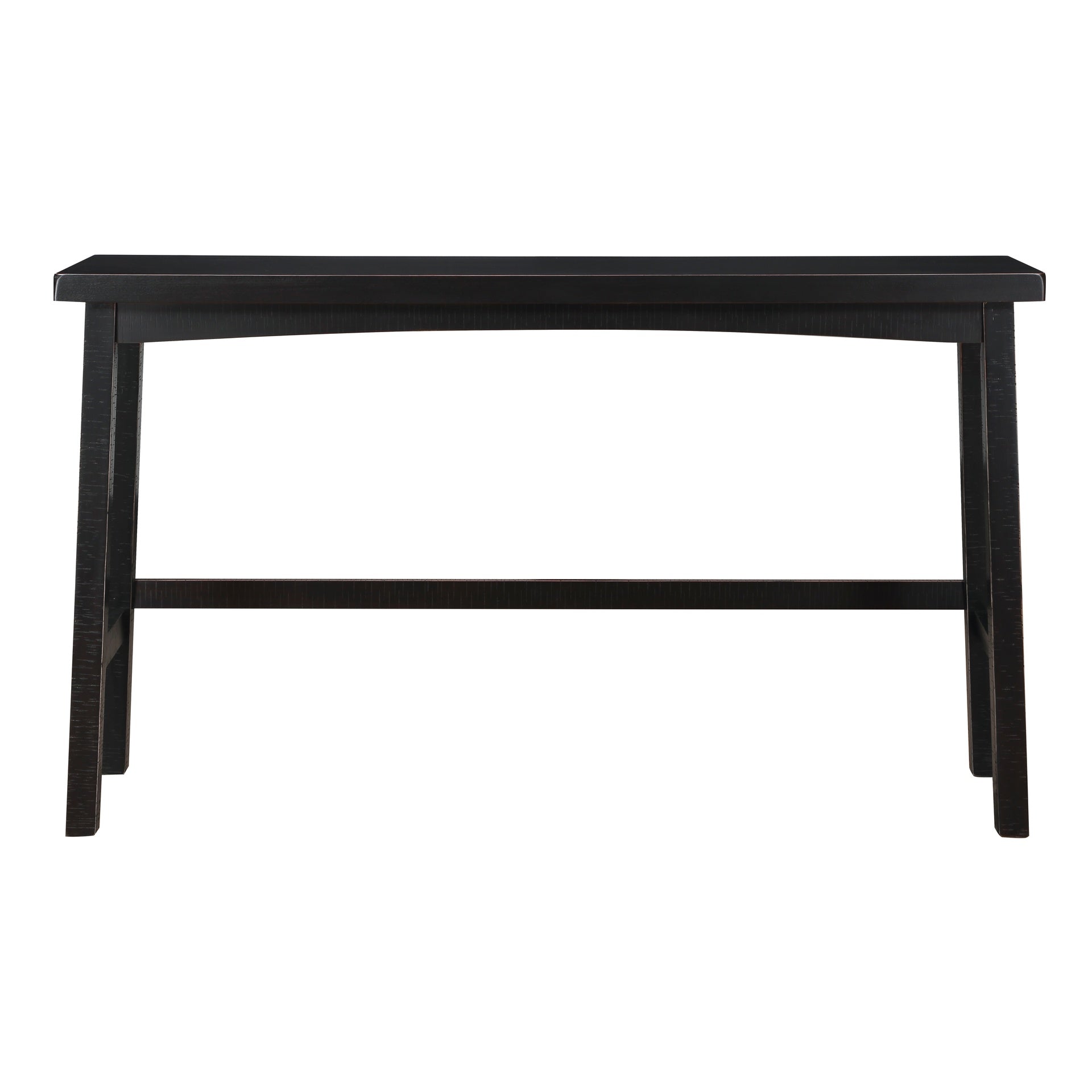 Transitional 4-Piece Pub Height Set, Table and Bar Stools Black Finish Solid Rubberwood Furniture
