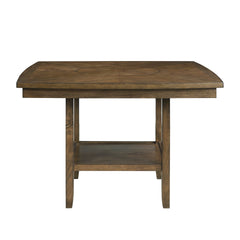 Contemporary 5pc Dining Set Counter Height Table and 4 Counter Height Chairs Functional Lazy Susan Shelf Table Light Oak Finish Wooden Kitchen Dining Furniture
