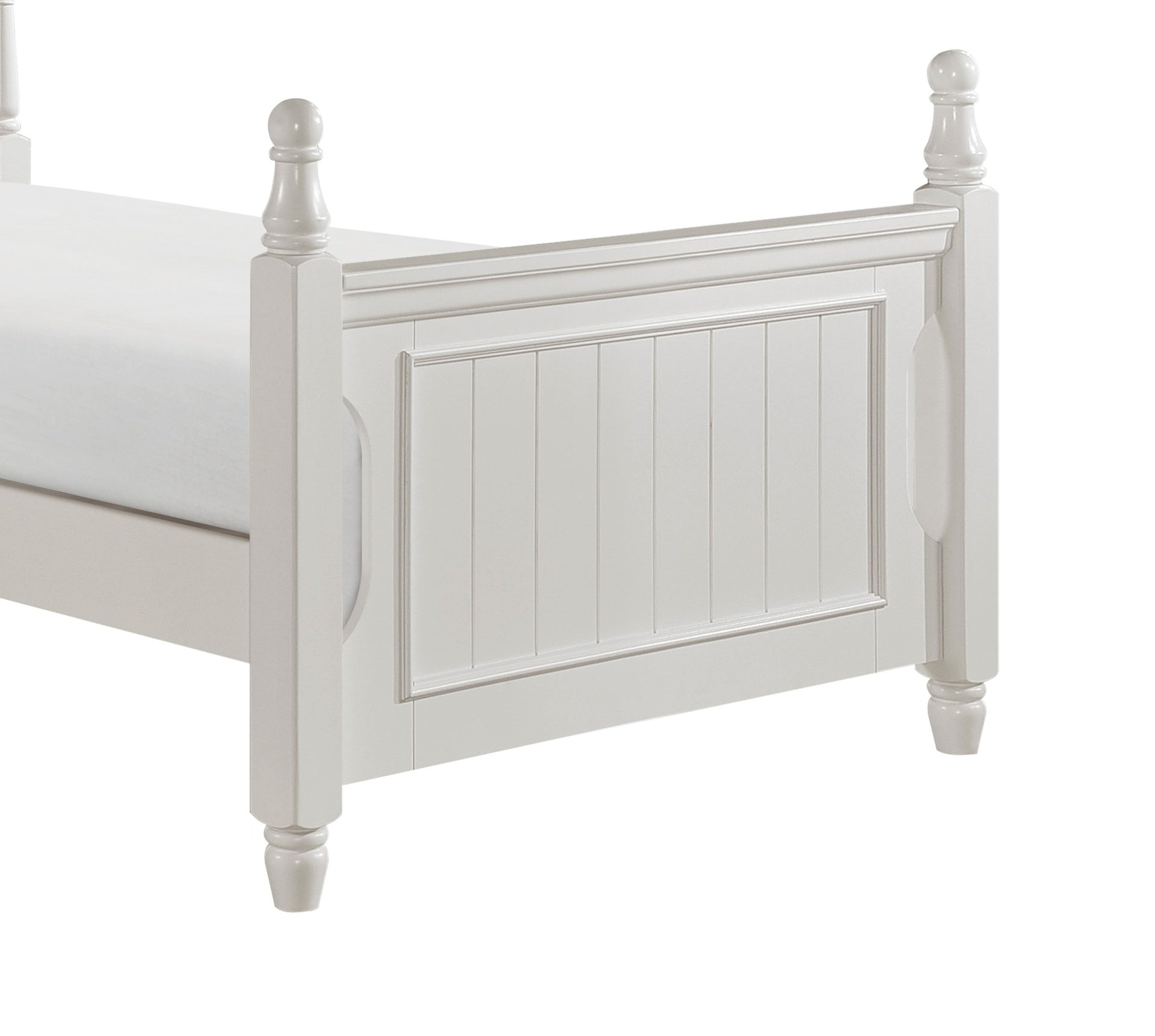 Classic White Finish 1pc Twin Size Poster Bed Wooden Traditional Bedroom Furniture Unique Style Headboard Footboard