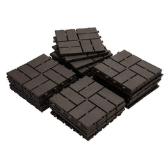 Patio Interlocking Deck Tiles, 12"x12" Square Composite Decking Tiles, Checked Plastic Outdoor Flooring Tile All Weather for Balcony Porch Backyard, (Brown, Pack of 27)