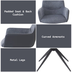 Hester Gray Fabric Arm Chair (Set of 2)