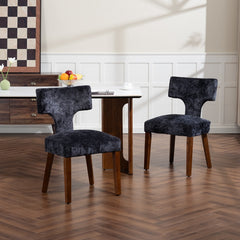 Mid Century Modern Dining Chairs Set of 2, Farmhouse Chenille Fabric Upholstered Accent Chair,Kitchen Chairs with Hardwood Frame, Gray