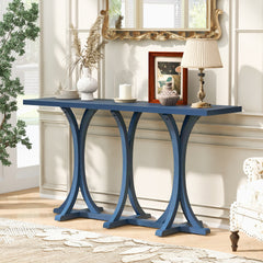 U-Style 59.8'' Wooden Console Table with Oak Veneer Top,Farmhouse Entryway Table with Rubber Wood Slender Curved Legs,Perfect for Living Room,Entryway,Hallway, Dining Spaces.