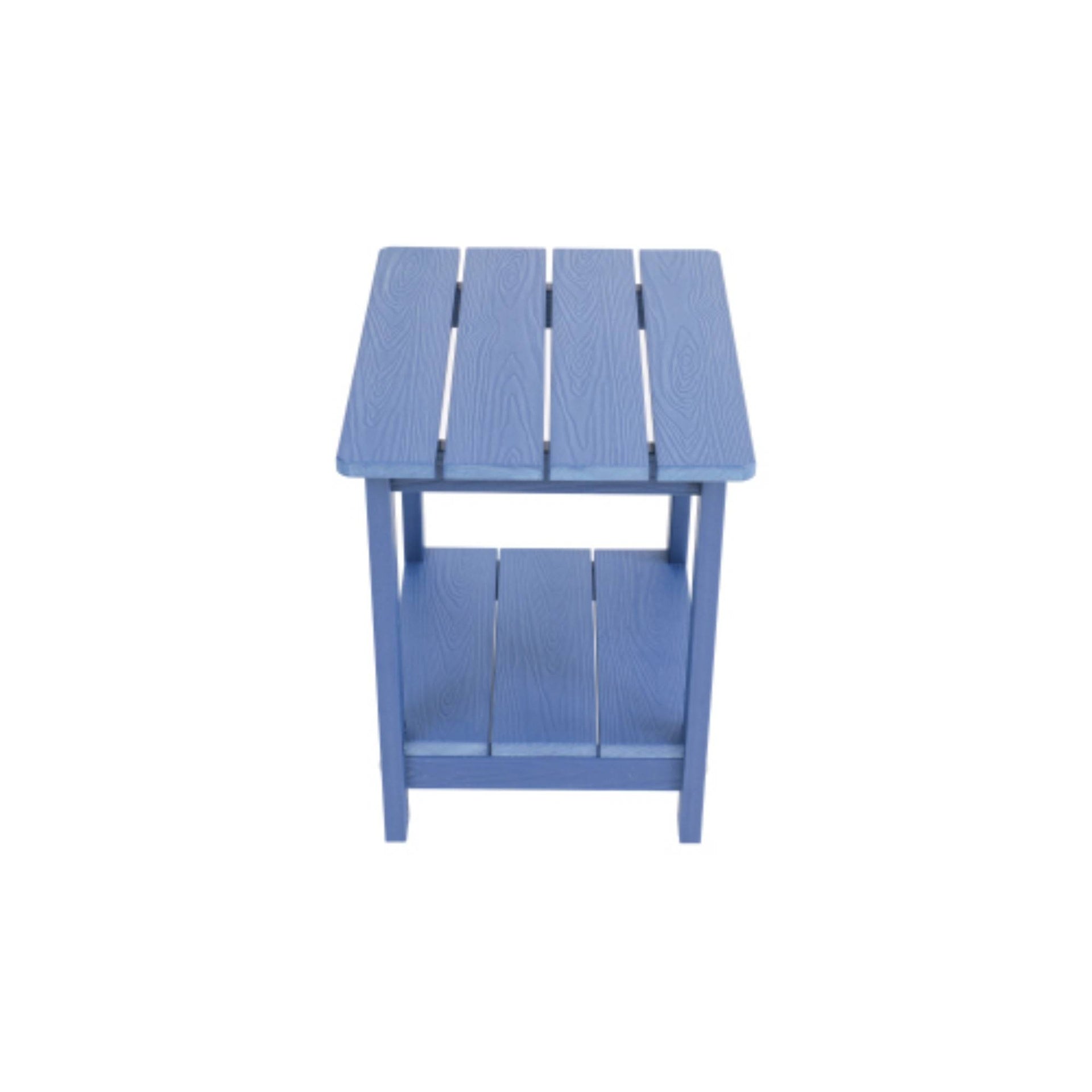 A wooden-textured imitation wood side table, simple yet with a rich texture. It comes with a small tabletop and is perfect for outdoor picnics. Dark blue