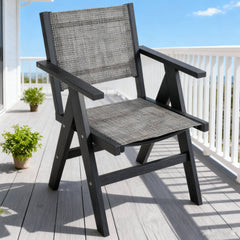 Lounge chair CHARCOAL GREY  color, suitable for all seasons: Outdoor lounge chair, made of sturdy HIPS material, equipped with 304 stainless steel accessories.