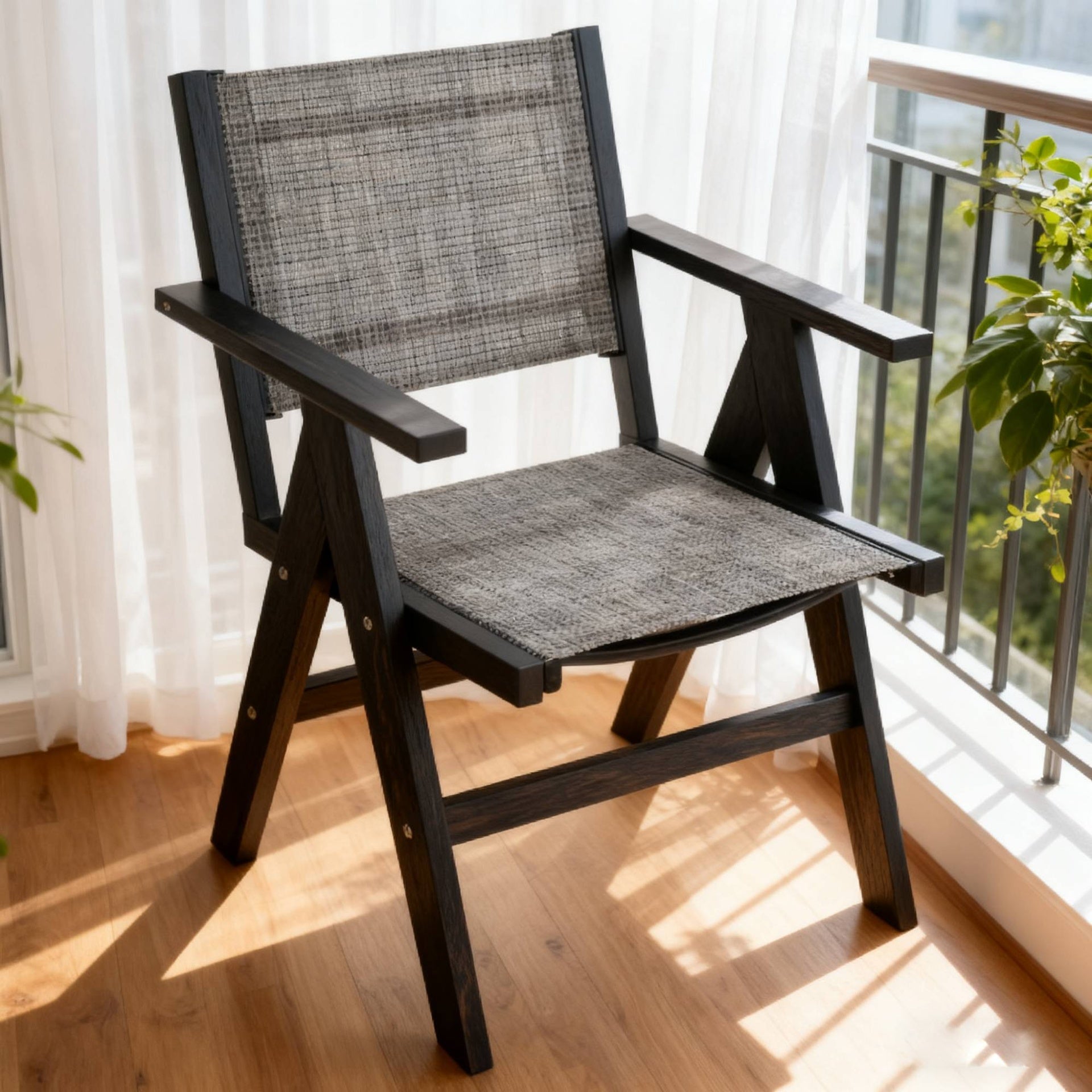 Lounge chair CHARCOAL GREY  color, suitable for all seasons: Outdoor lounge chair, made of sturdy HIPS material, equipped with 304 stainless steel accessories.