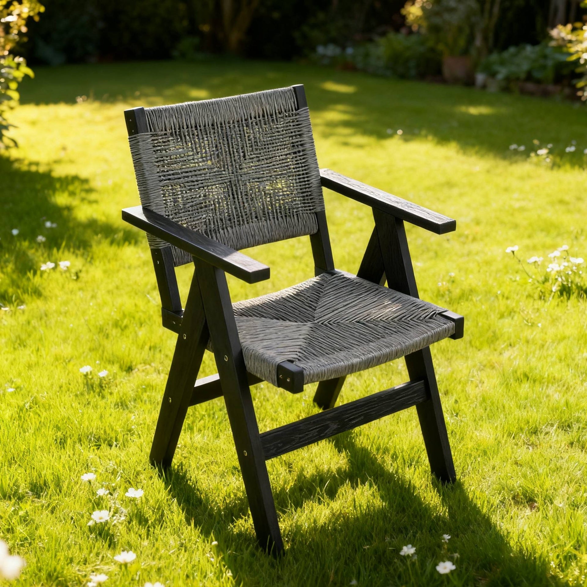 Lounge chair CHARCOAL GREY  color, suitable for all seasons: Outdoor lounge chair, made of sturdy HIPS material, equipped with 304 stainless steel accessories.