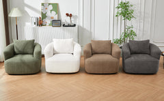 360° Swivel Chair, 38.2" Accent Chair Sofa, Upholstered Swivel Barrel Sofa Chair with a Throw Pillow for Living Room, Bedroom, Office and Hotel, Green
