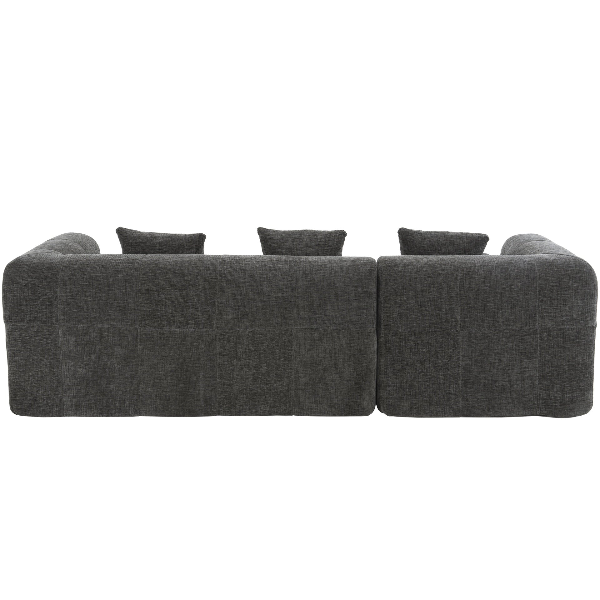 101.2"  Sectional Sofa Full-Compressed Sofa Modular Sofa Couch Free-combined Sofa with Deep Seating  and Two Side Pockets for Living Room, Grey