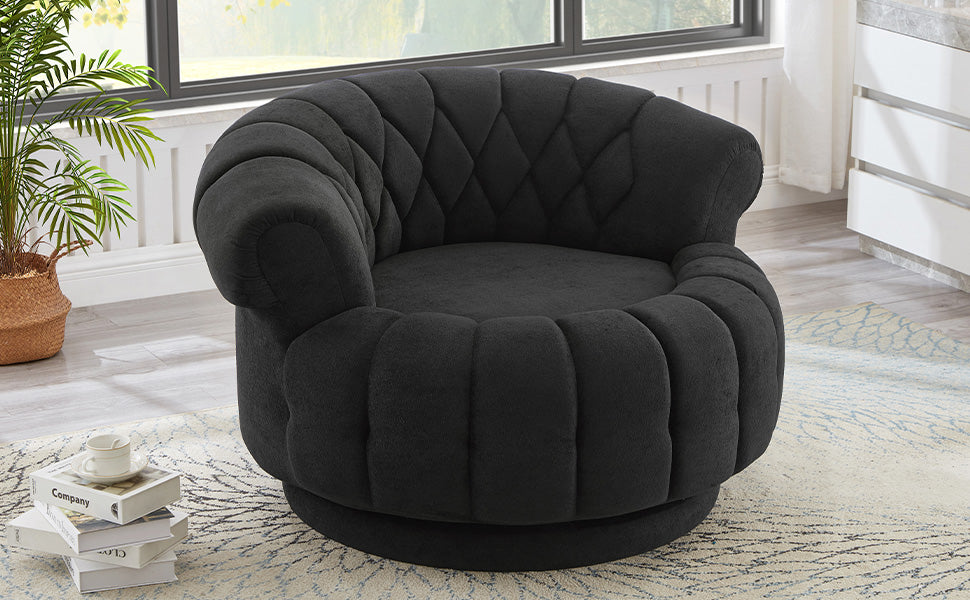 Swivel Accent Chair 360°Swivel Chair Sofa Barrel Swivel Chair Round Club Chair for Living Room and Bedroom, Black