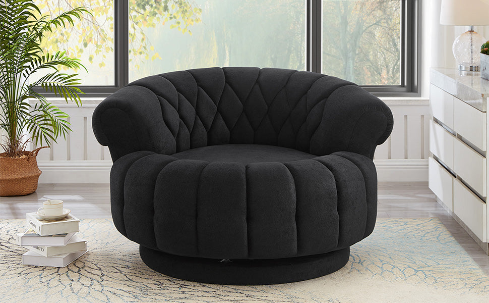 Swivel Accent Chair 360°Swivel Chair Sofa Barrel Swivel Chair Round Club Chair for Living Room and Bedroom, Black