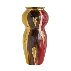 10x10x20.9" Curved Ceramic Vase with Abstract Multicolored Finish