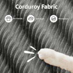 3-seat sofa premiumCorduroy Fabric fabric modular multi-combination anti-slip design no assembly curved armrests ergonomic support high-resilience sponge for living rooms bedrooms,Grey