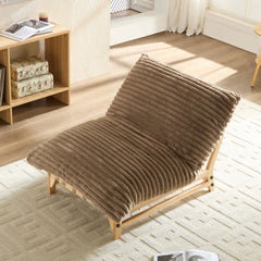 Accent  Armless Lazy Sofa, Casual Single Sofa, Corduroy Fabric, For Living Room And Bedroom , With Backrest, Single Seat, LIGHT BROWN