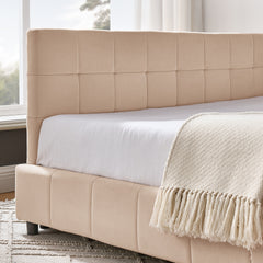 Full Size Upholstered Tufted  Bed Frame, Sofa Bed Frame with Comfortable Backrest and Armrests, Full Size Bed for Bedroom, Living Room,Velvet, PINK(80.5''*59''*30.5'')