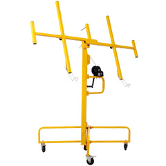 Drywall Lift Panel 16' Lift Drywall Panel Hoist Jack Lifter Jack Rolling Caster Wheel Sheetrock Drywall Lift Construction Tools,150-lb. Capacity, 4ft. x 16ft. Max. Sheet Size ,yellow
