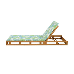 LOUNGE CHAISE SET, ACACIA WOOD WITH WATER-RESISTANT LOUNGE CUSHIONS (LEAF COCONUT & 2 INCH THICK) - MATCHING CREAM/Dark Grey  VERSION AVAILABLE