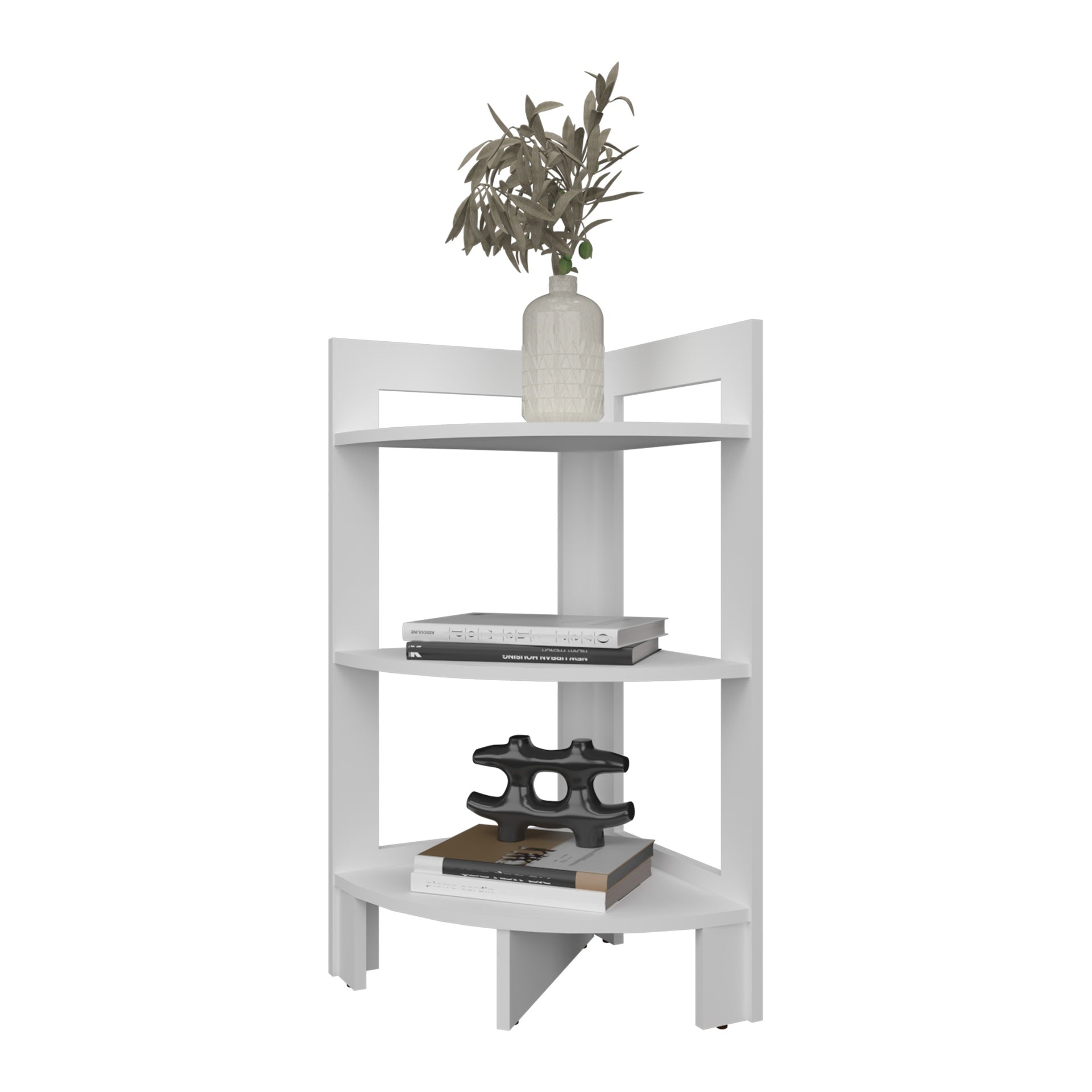Gisela Corner Shelf With Three Shelves,White