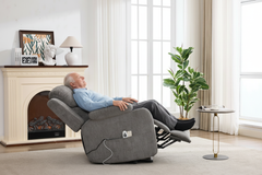 Infinite Position Single Motor Up to 350 LBS Power Lift Recliner Chair for Elderly, Heavy Duty Motion Mechanism with 8-Point Vibration Massage and Lumbar Heating, Cup Holders, Grey