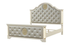 JASMINE Queen Size Tufted Upholstery & LED Bed made with Wood in Beige(NJ INVENTORY)
