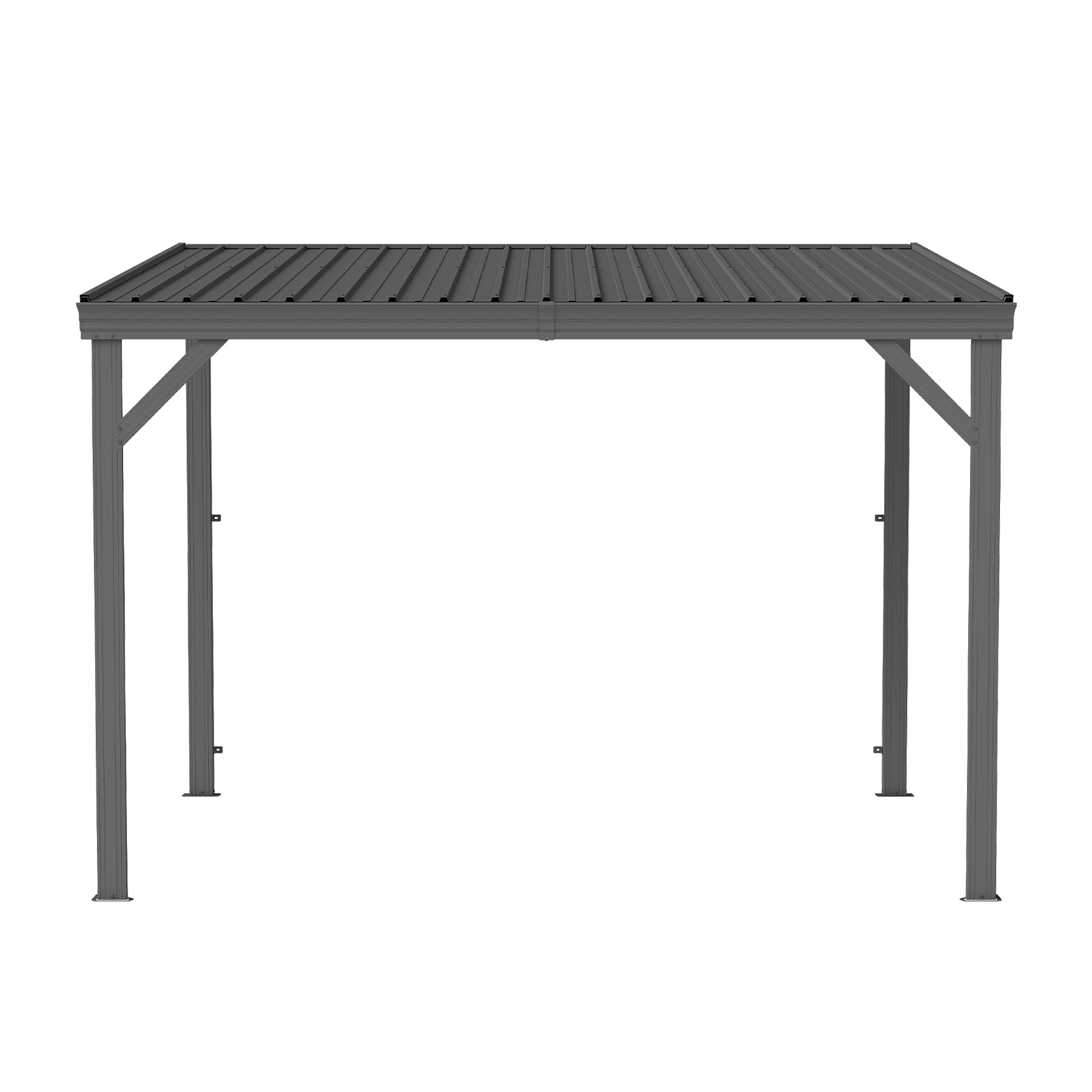 8' x10' Lean to Gazebo with Upgraded Drainage System, Wall Mounted Gazebo Hardtop Galvanized Steel Sloping Roof for Patio Deck Backyard Lawn Party(Gray)