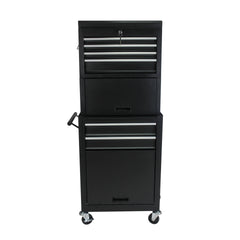 Tool Cabinet on Wheels, 6-Drawer Lockable Rolling Tool Chest w/ 4 Universal Wheels, 2 in 1 Detachable Tool Box Storage Organizer for Garage Workshop Repair Shop, Black