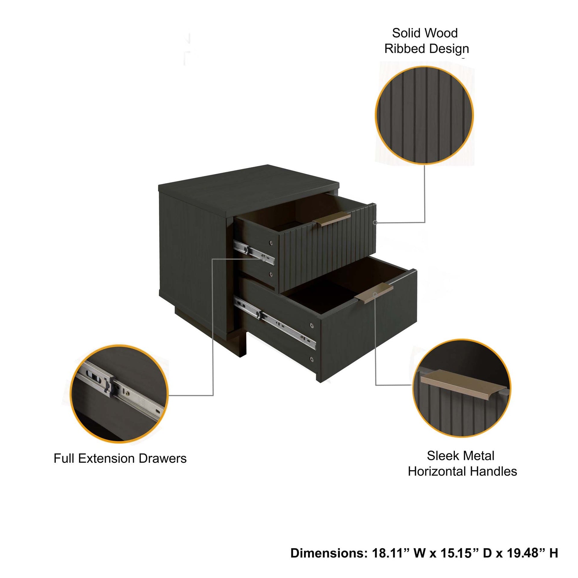 Nightstand in Charcoal Gray