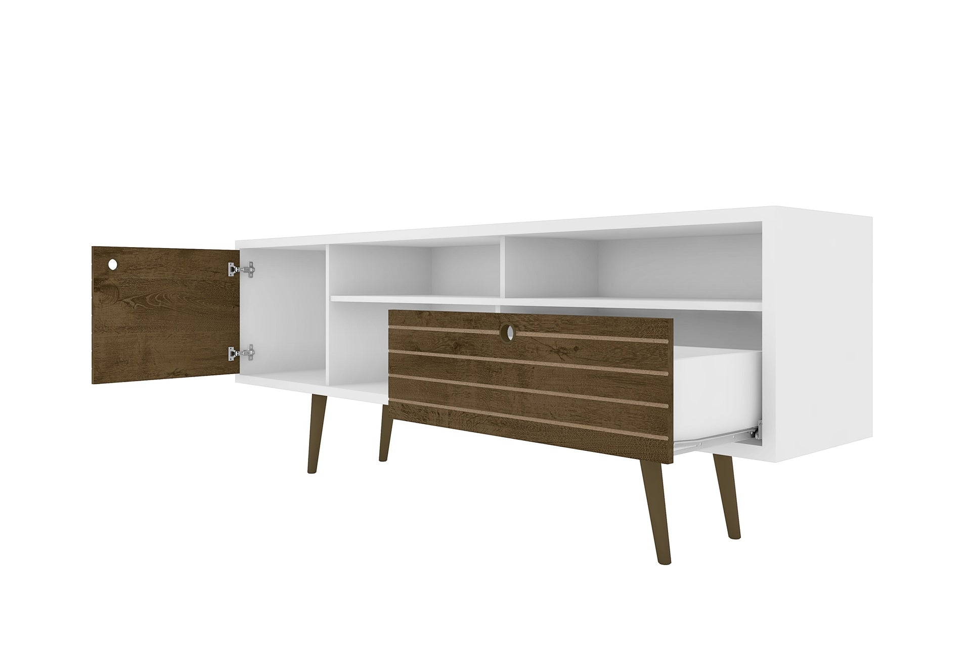 TV Stand in White and Rustic Brown