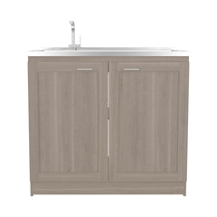 Utility Sink Cabinet 36" H, 2 Doors, 2 Shelves, White Oak - Kitchen