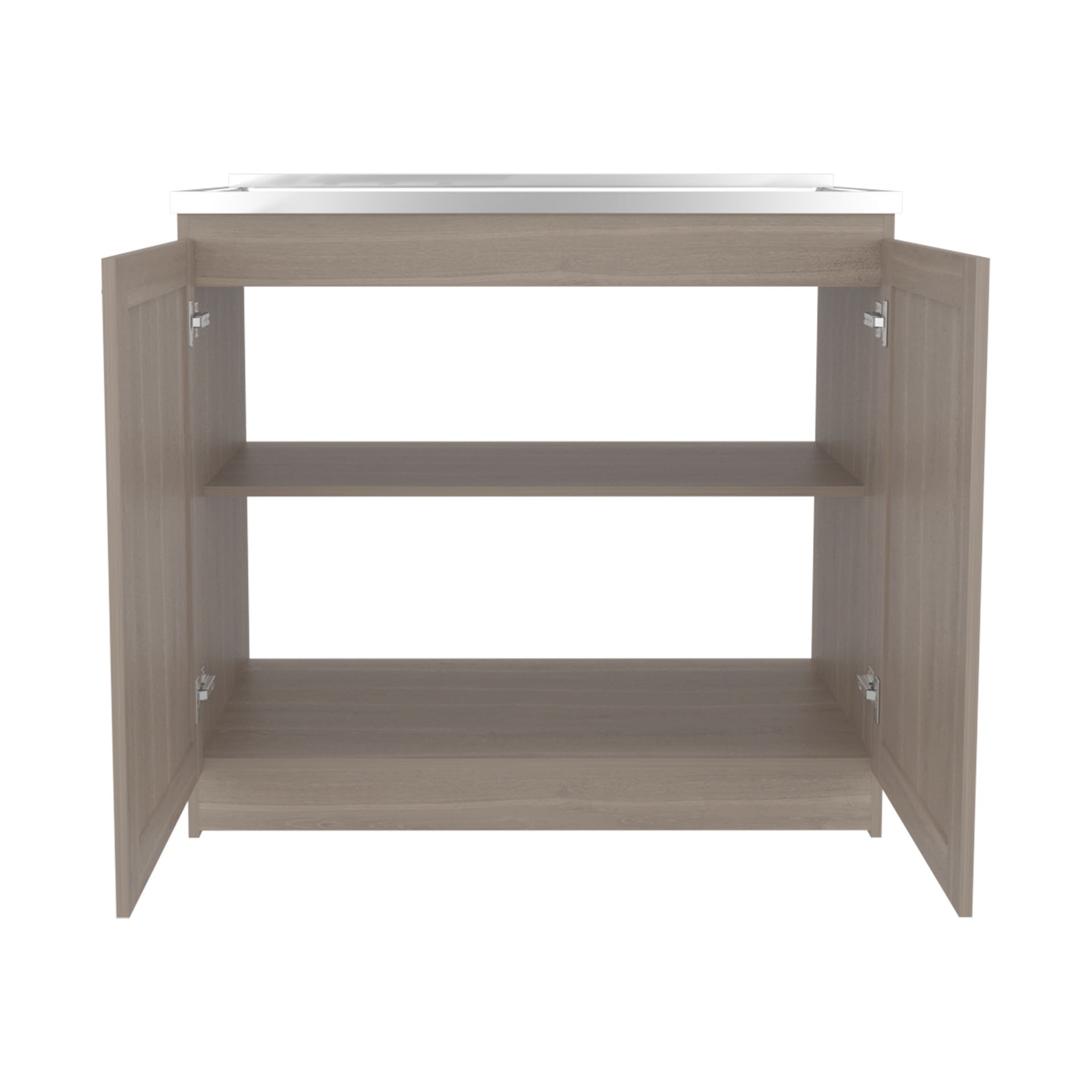 Utility Sink Cabinet 36" H, 2 Doors, 2 Shelves, White Oak - Kitchen