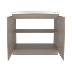 Utility Sink Cabinet 36" H, 2 Doors, 2 Shelves, White Oak - Kitchen