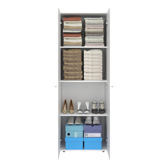 Armoire 66.9" H, 2 Doors, 4 Shelves, White - Bedroom
