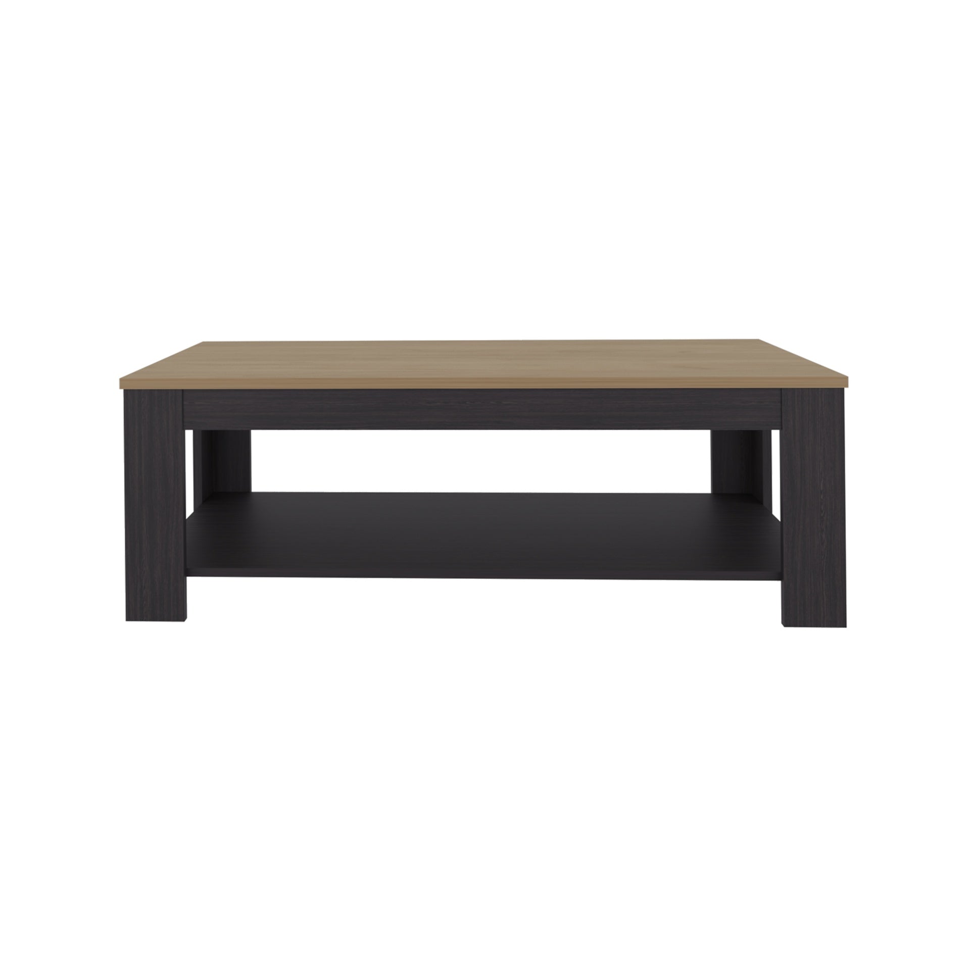 Coffee Table 16.2" H, 1 Shelf, Black Wengue / Natural Oak - Living Room