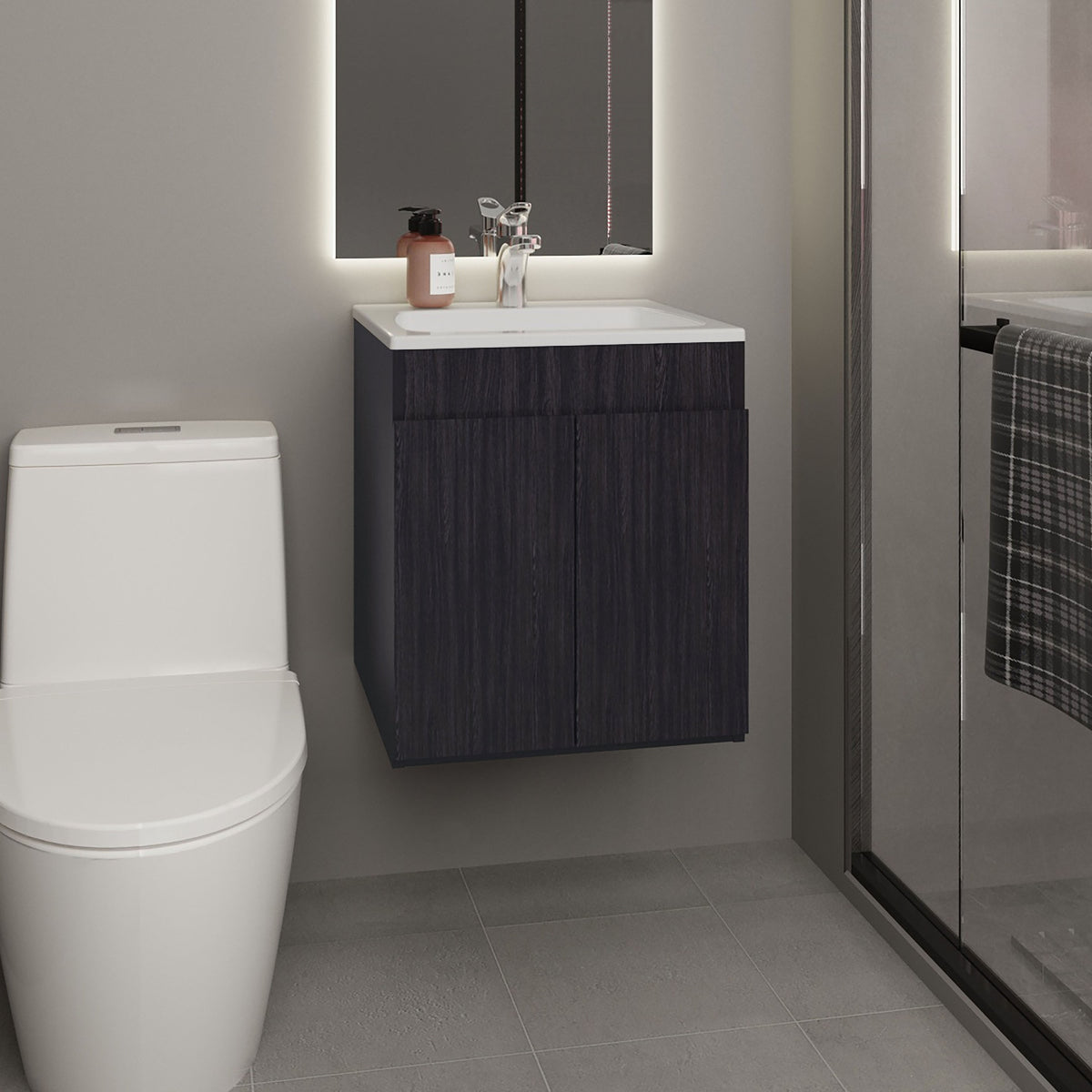 Bathroom Vanity 20.8" H, 2 Doors, Black Wengue - Bathroom