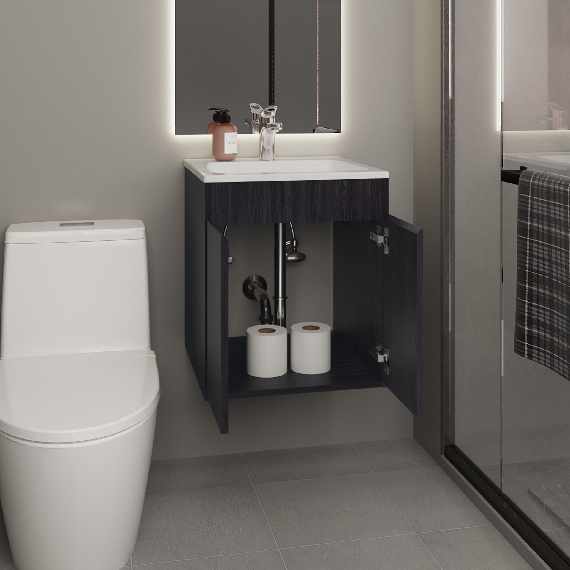 Bathroom Vanity 20.8" H, 2 Doors, Black Wengue - Bathroom