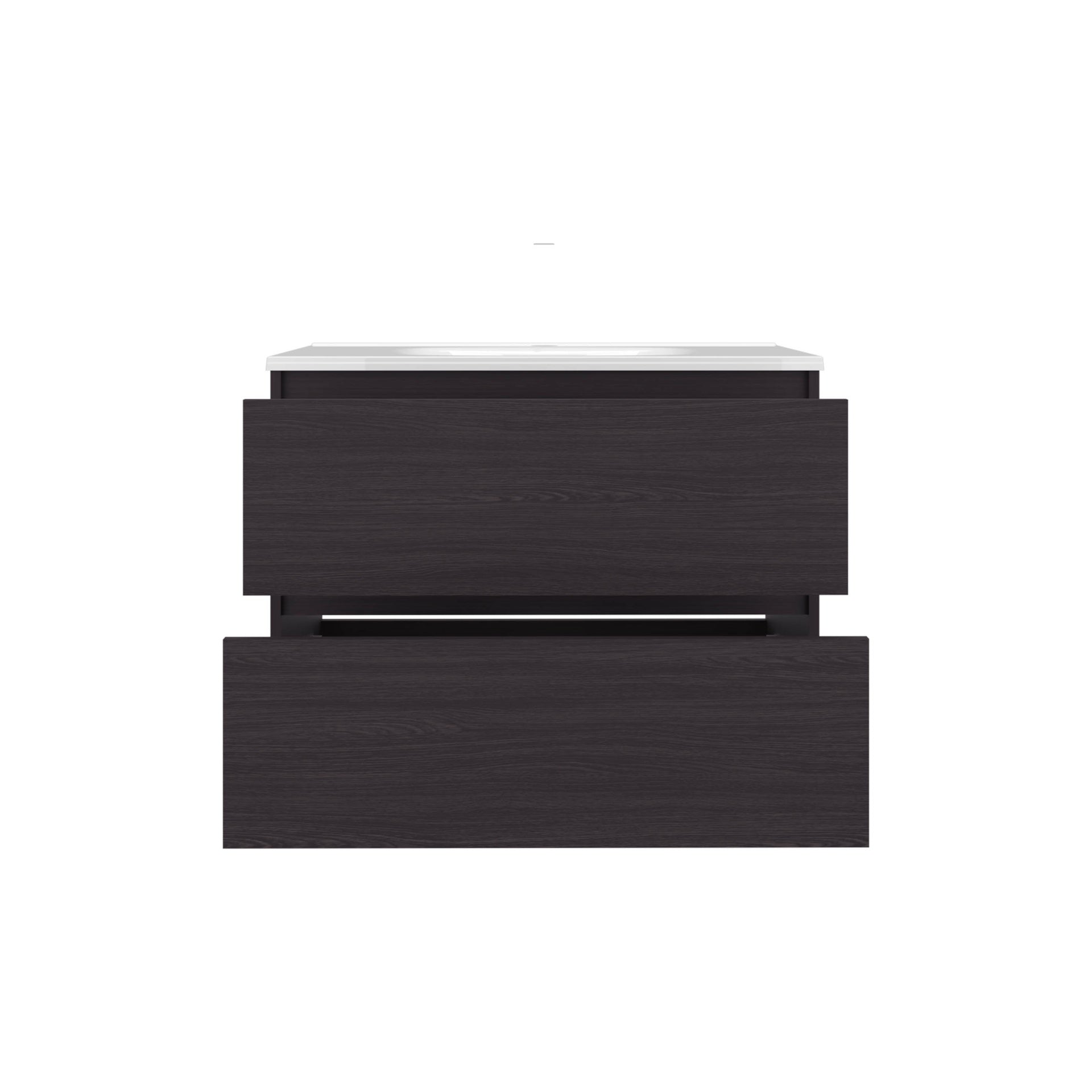 Bathroom Vanity with Sink, 2 Drawers, Black Wengue