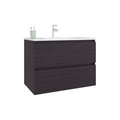 Bathroom Vanity with Sink, 2 Drawers, Black Wengue