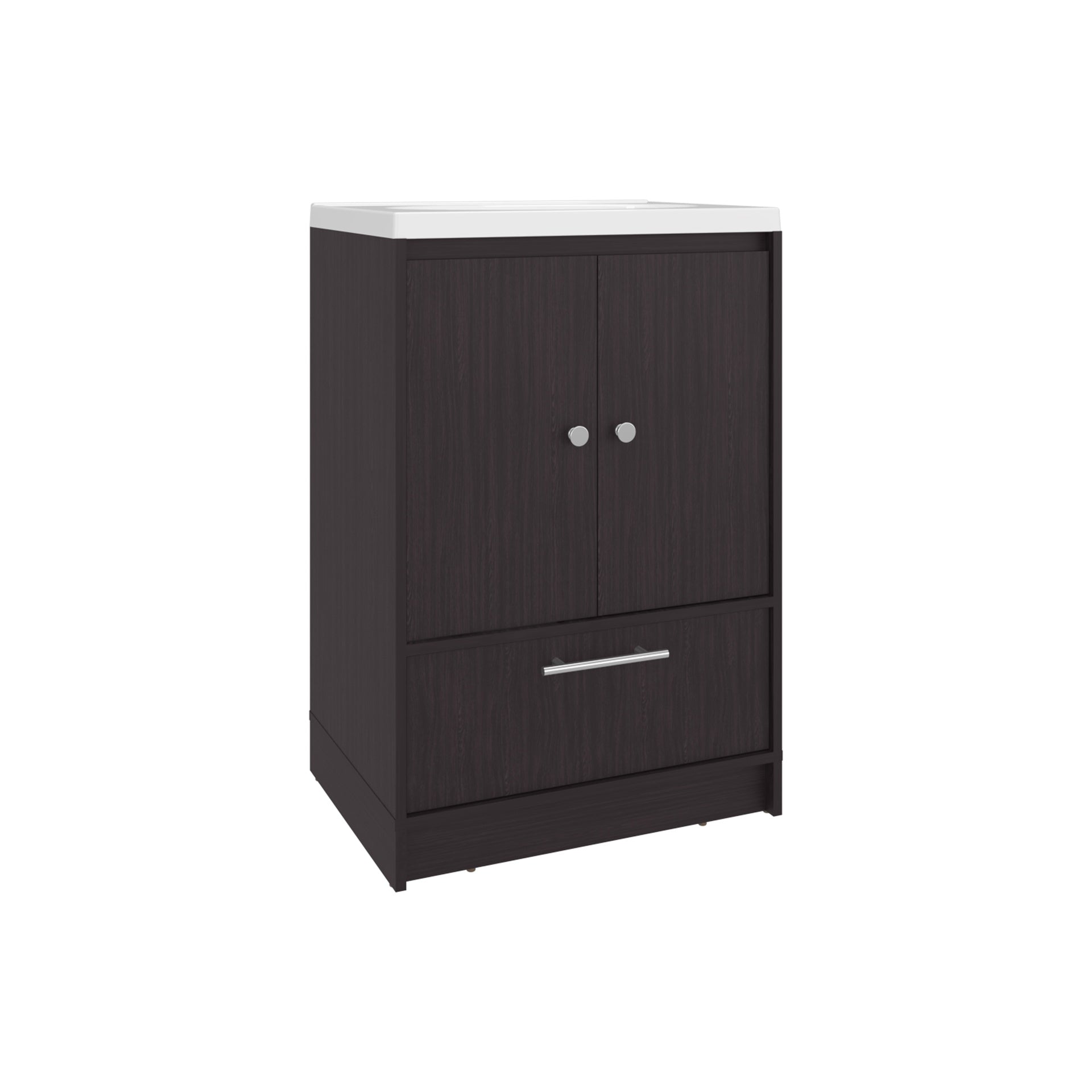 Bathroom Vanity with Sink, 2 Doors, 1 Drawer, Black Wengue