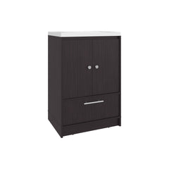 Bathroom Vanity with Sink, 2 Doors, 1 Drawer, Black Wengue