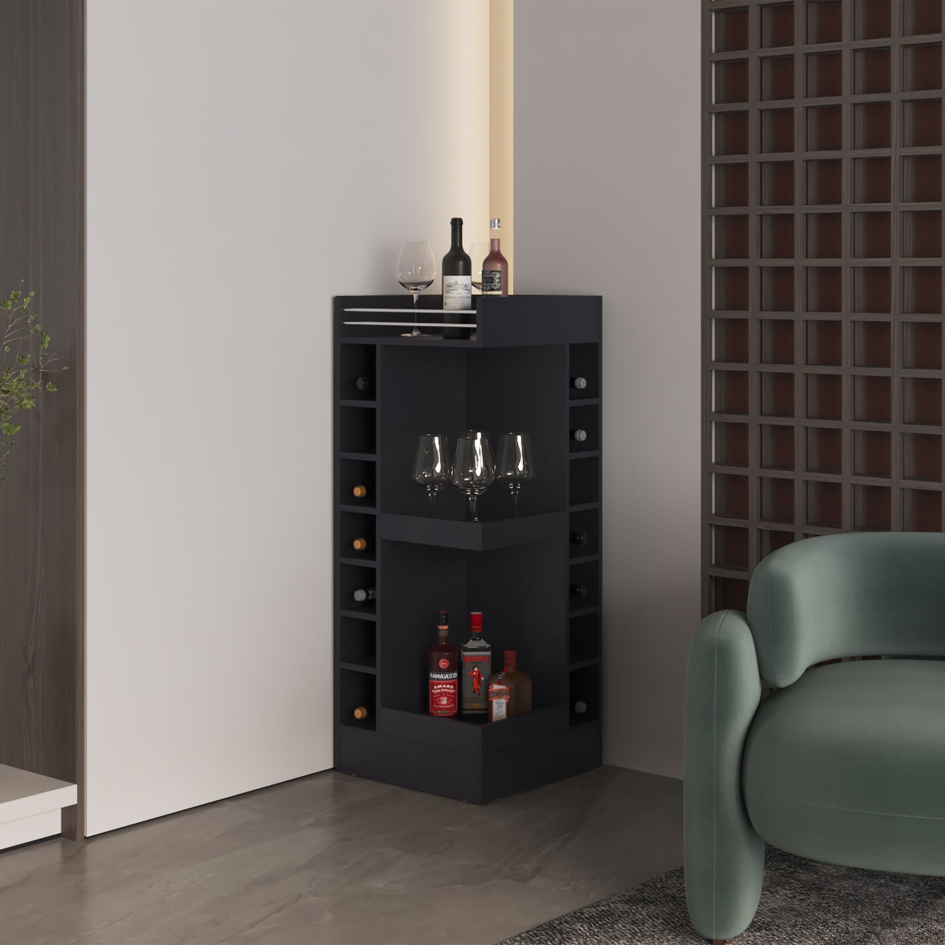 Bar Cabinet, 16 Shelves