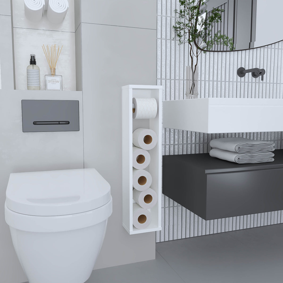 Shelf  28" H, with 2 Shelves, White