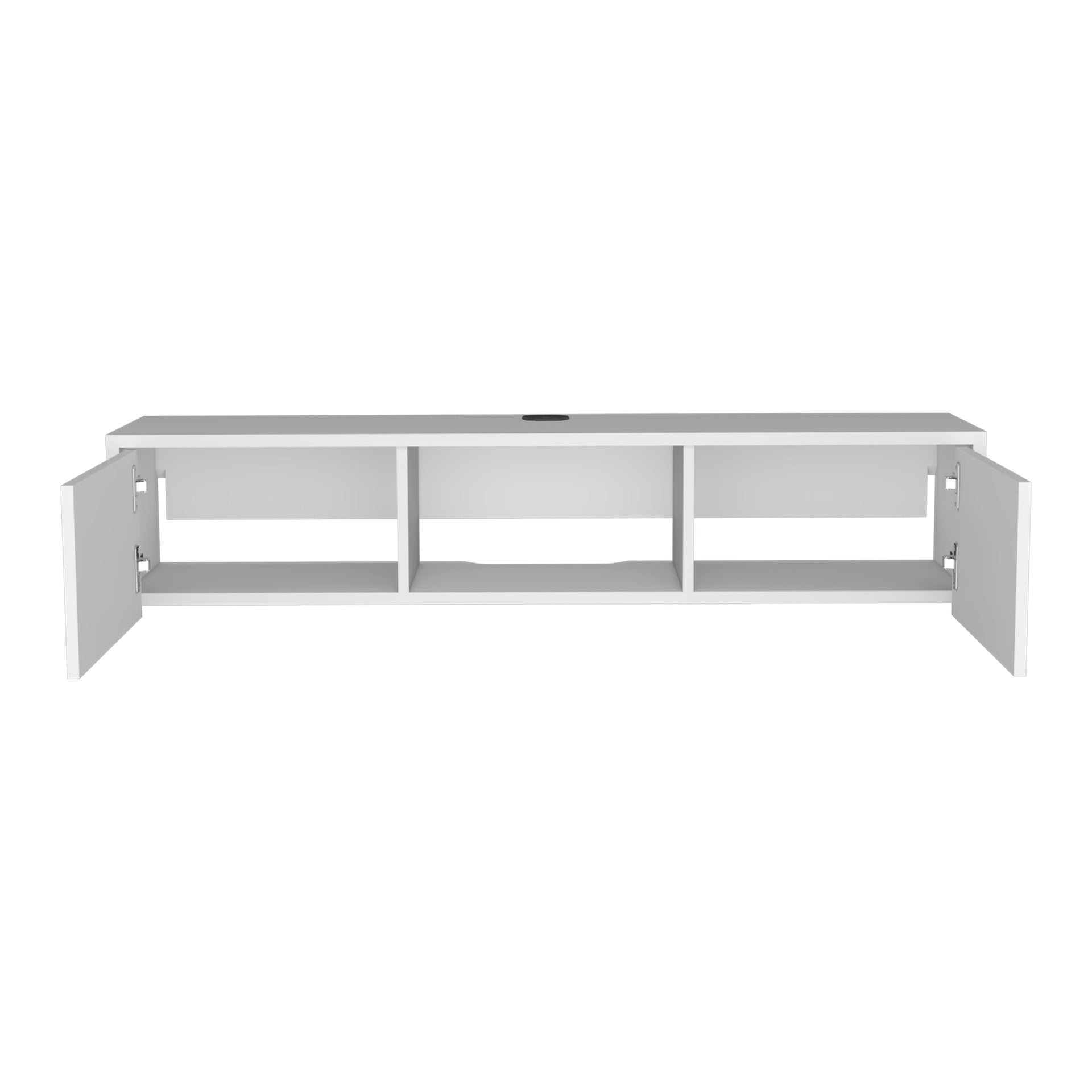 Adel Floating TV Stand, Sleek Wall-Mounted Console with 2-Doors, White