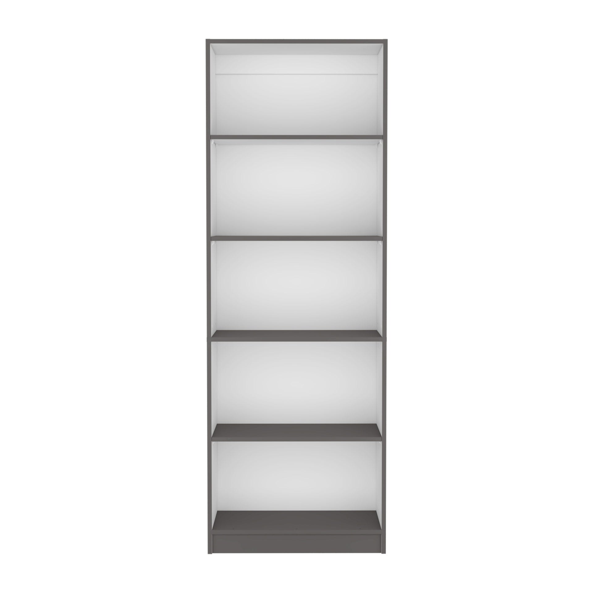 Vinton 4-Tier Bookcase with Modern Storage for Books and Decor, Matt Gray / White