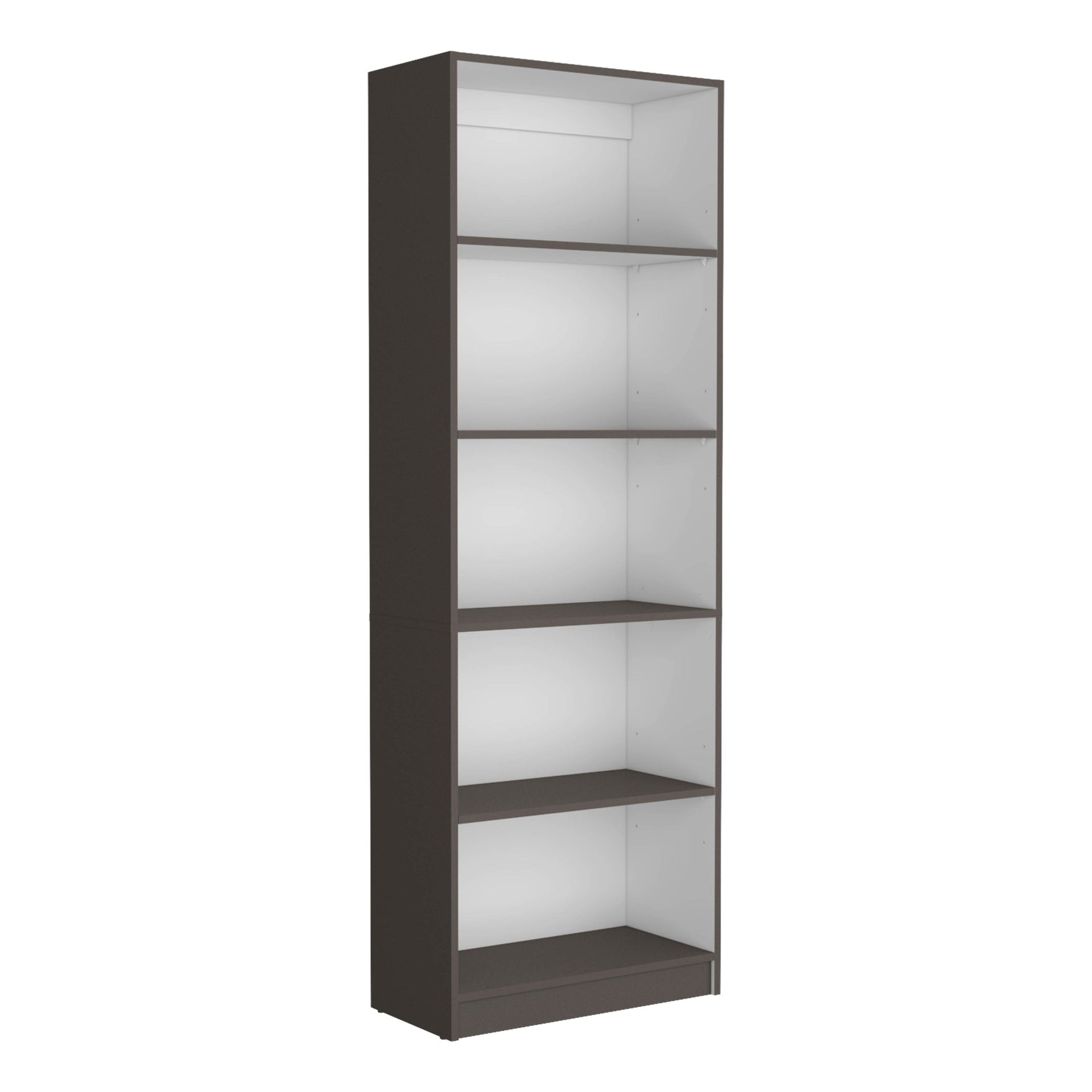 Vinton 4-Tier Bookcase with Modern Storage for Books and Decor, Matt Gray / White