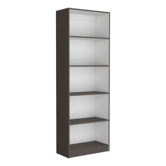 Vinton 4-Tier Bookcase with Modern Storage for Books and Decor, Matt Gray / White