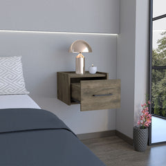 Floating Nightstand, Space-Saving Design with Handy Drawer and Surface, Dark Brown